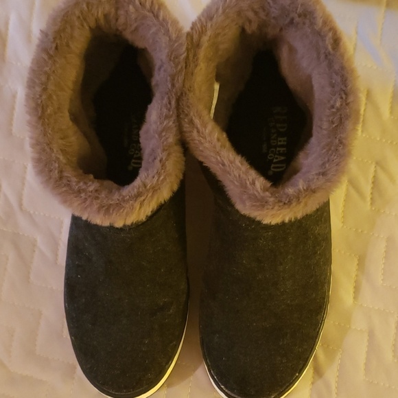 Red Head Boots With Fur Trim Size 7.5 - Picture 5 of 7